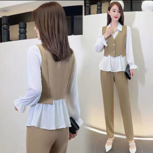 Up  & Down , Blouse with Colar & Jacket With Trouser