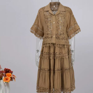 Lacy Collar, Botton Down Luxury Gown.