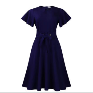 Home 15 - Pikwitjoy Fashion Fashion Temperament Solid Color Strap Short Sleeve Plus Size Foreign Trade Flay Dress, (Copy)