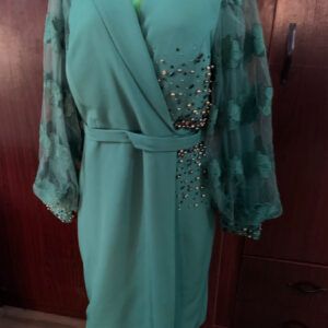 Home 12 - Pikwitjoy Fashion Beaded, Lace Sleeved Green Luxury Dress, Turkey.